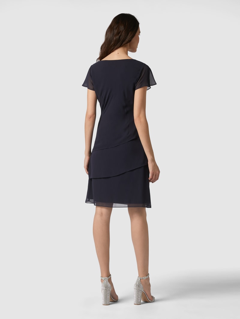 Cocktailkleid mit Volants in marineblau meliert