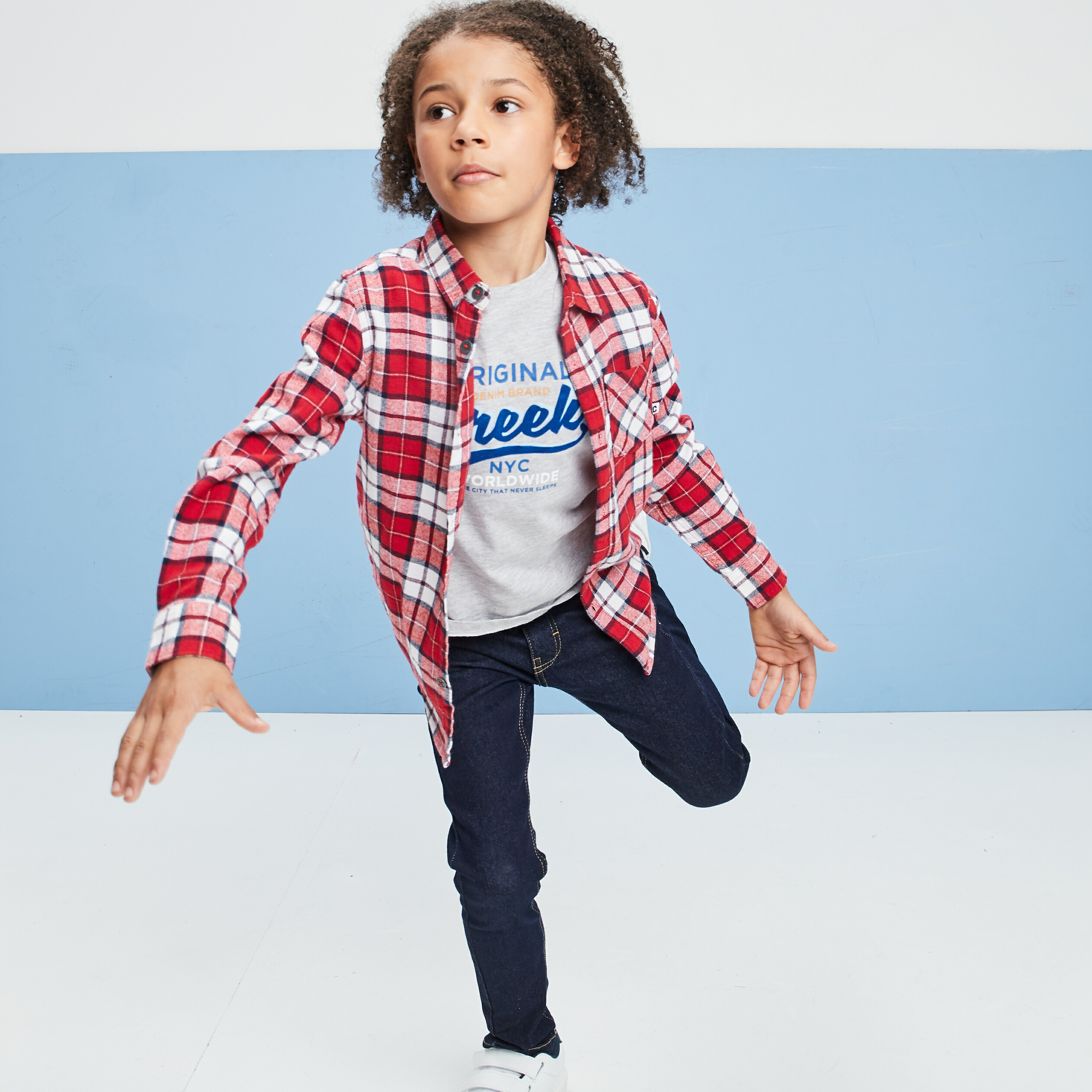 Chemise manches courtes Creeks rouge garçon | La Halle