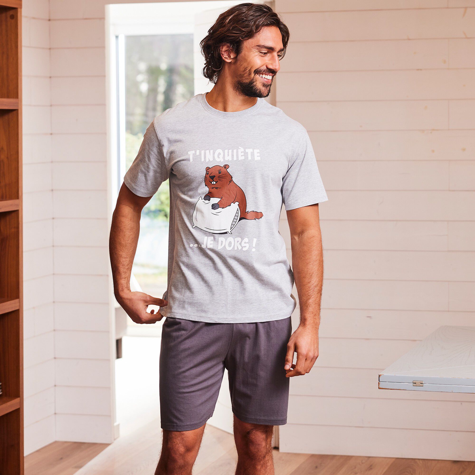 Pyjama short manches courtes marmotte