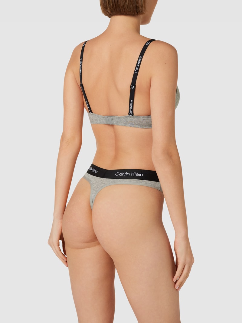 BH mit Label-Details Modell 'PUSH UP PLUNGE' in hellgrau meliert