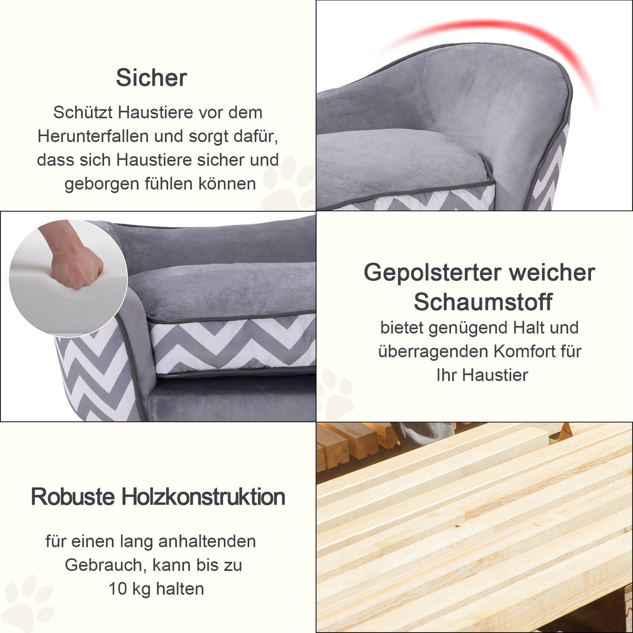 PawHut Haustiersofa Hundebett Hundecouch Hundesofa Hundematte Katze mit Kissen