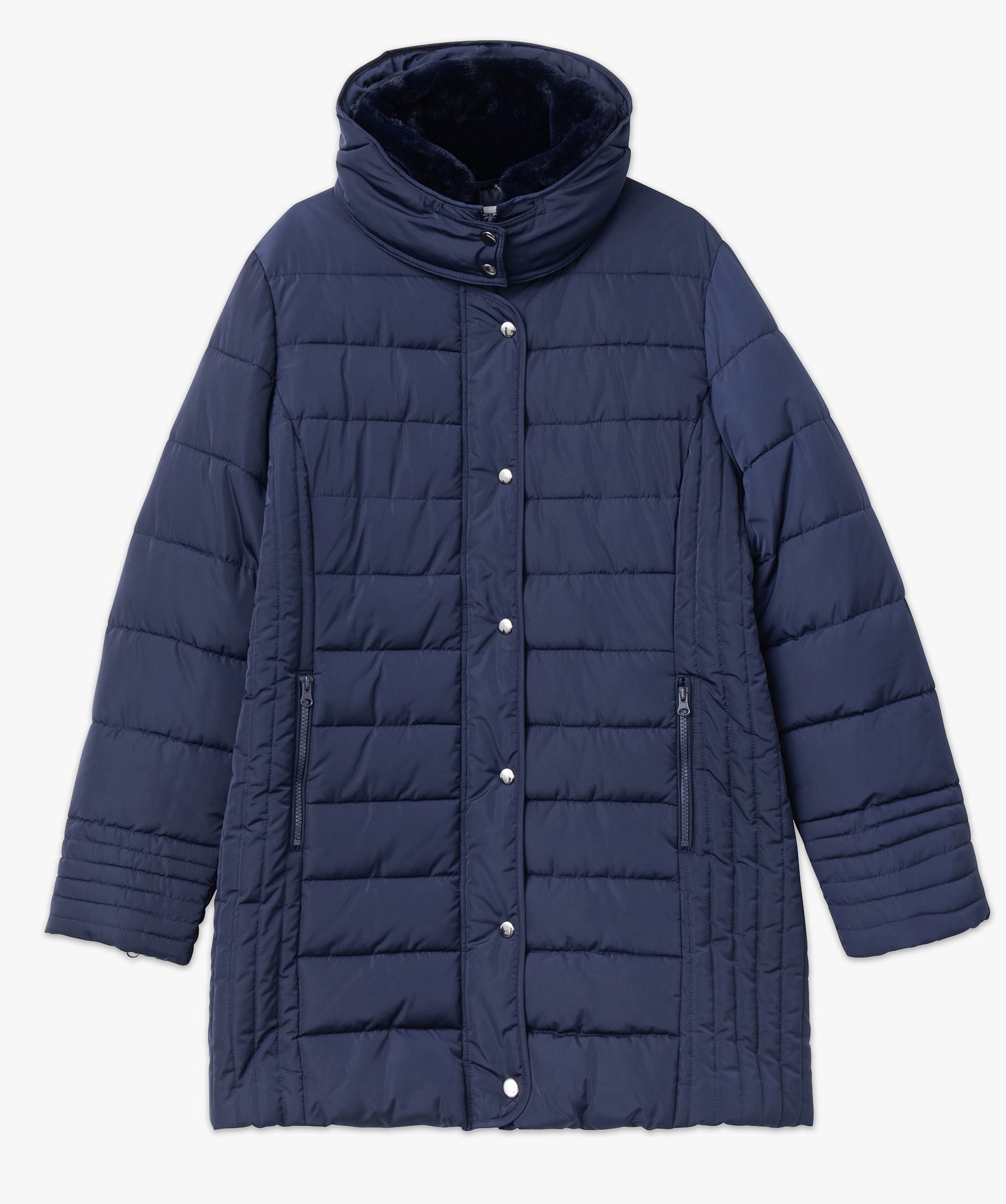 Manteau femme grande taille matelassé avec col doublé bleu | GEMO