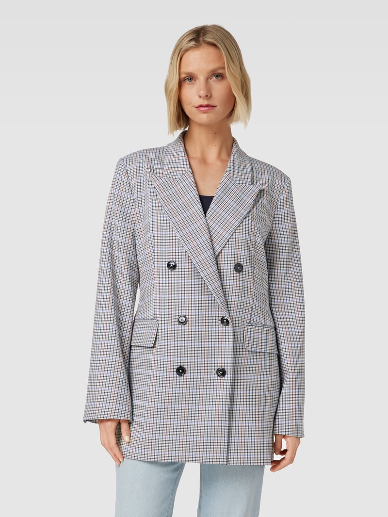 Relaxed Fit Longblazer mit Glencheck-Muster in hellgrau