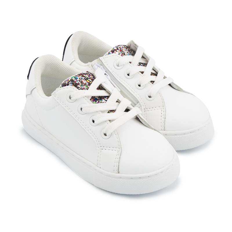 Baskets en cuir Mini Simone glitter tongue