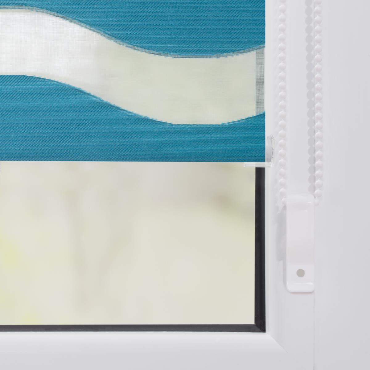 Lichtblick Duo Rollo Welle Klemmfix, ohne Bohren, Petrol, 100 cm x 150 cm (B x L)