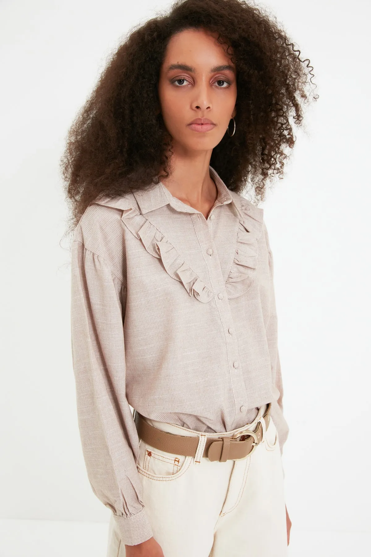 Trendyol Collection  Hemd - Beige - Regular Fit