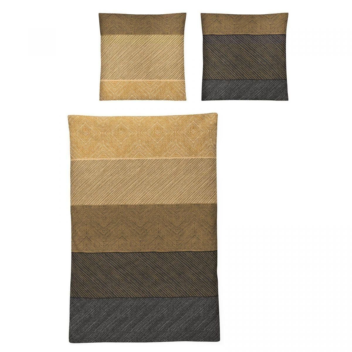 Bettwäsche Bettwäsche Irisette Biber Koala 8430-40 Honig Anthrazit Gold 135x200, Irisette, 2 teilig