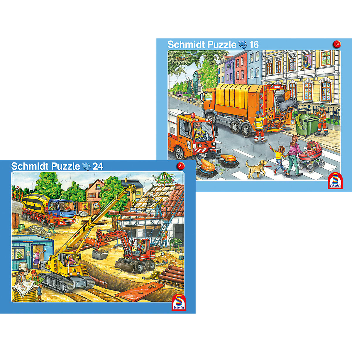 2er Set Rahmenpuzzles 16 Teile/24 Teile Fahrzeuge