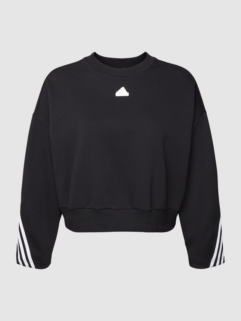 PLUS SIZE cropped Sweatshirt mit Logo-Applikation in schwarz