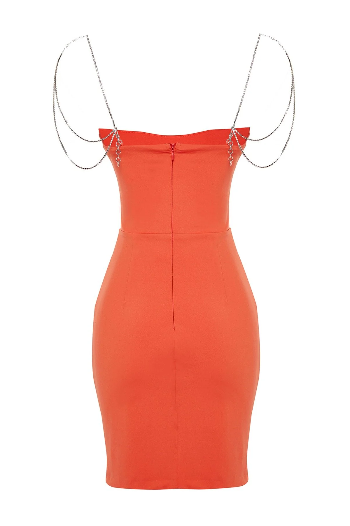 Trendyol Collection  X Zeynep Tosun Orangefarbenes Kleid mit Korsett-Details und Zubehör TCLSS23EL00015