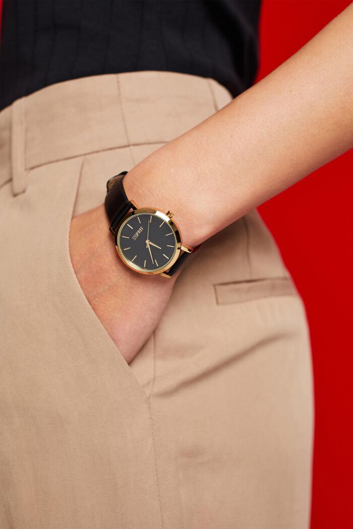 Edelstahluhr mit Lederarmband