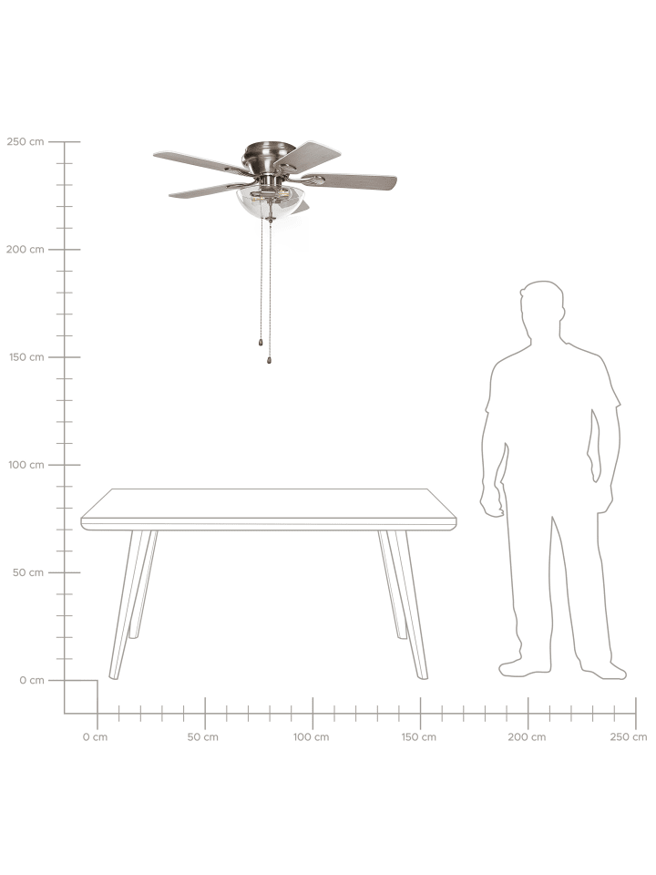 Beliani Deckenventilator mit Licht SIRAMA in Silber/Heller Holzfarbton günstig kaufen onesize