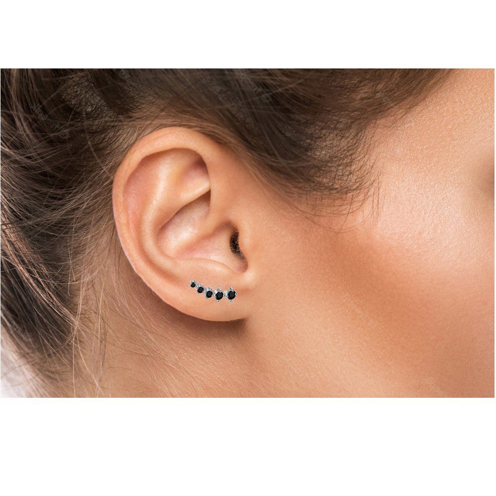 Limana Paar Ohrstecker Damen Mädchen 925 Sterling Silber kleine rosa schwarze klare Steine, für jeden Tag Geschenk Idee, Zirkonia