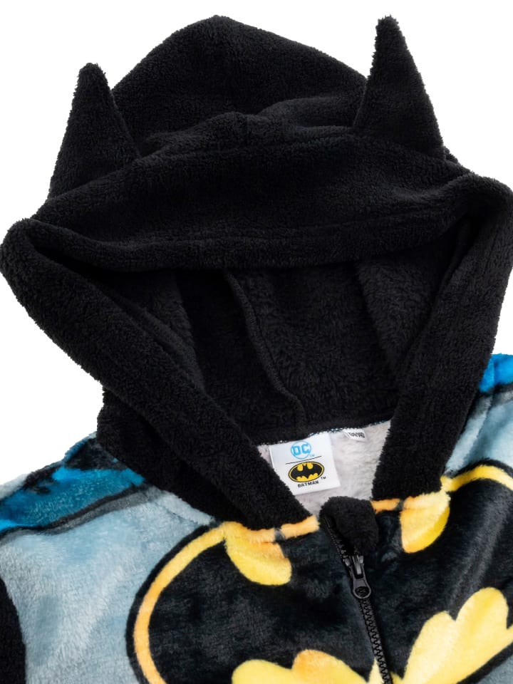 Batman DC Comics Batman Kostüm Overall mit Kapuze Onesie Jumpsuit Einteiler in schwarz günstig kaufen