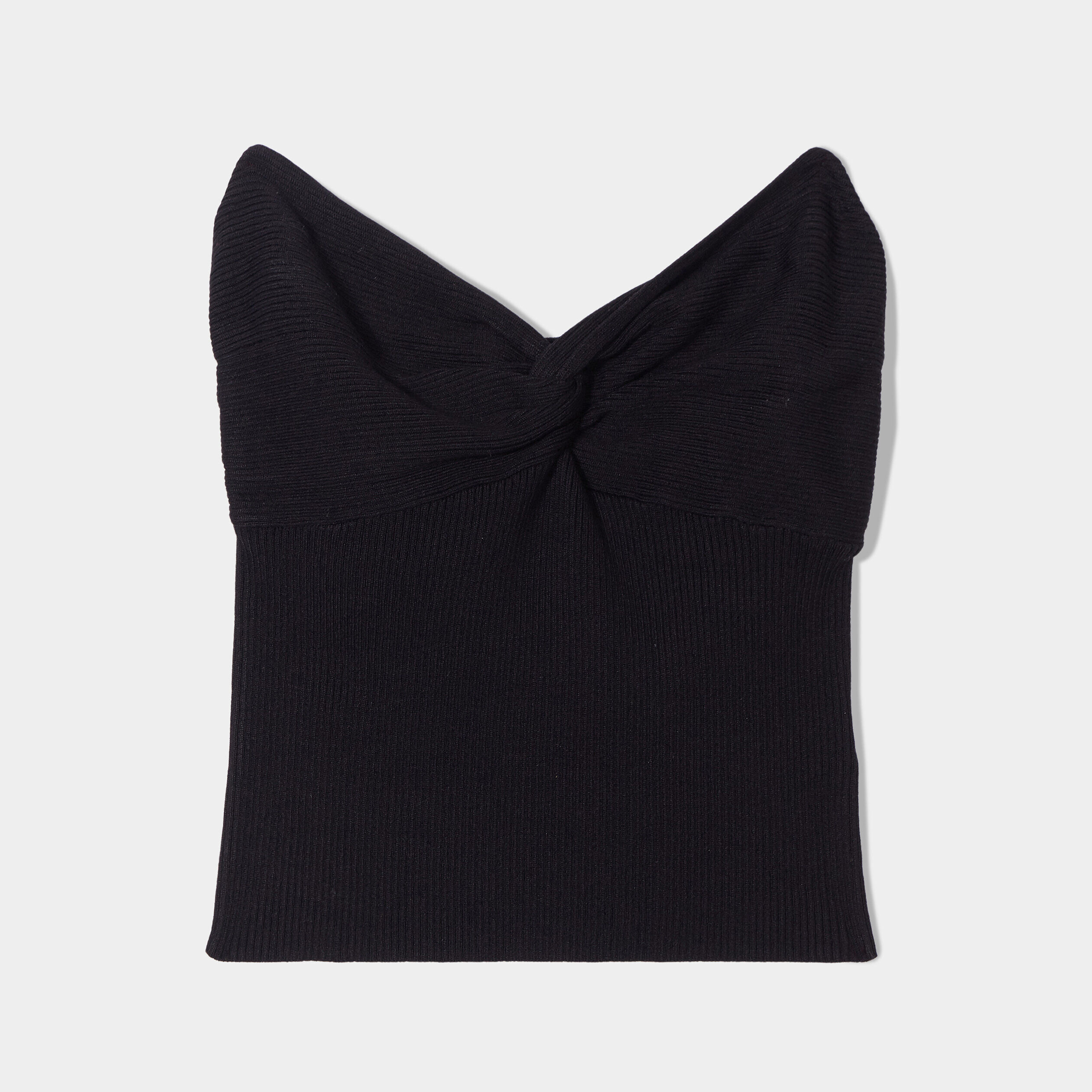 Crop top pull col bustier noir femme | Cache Cache