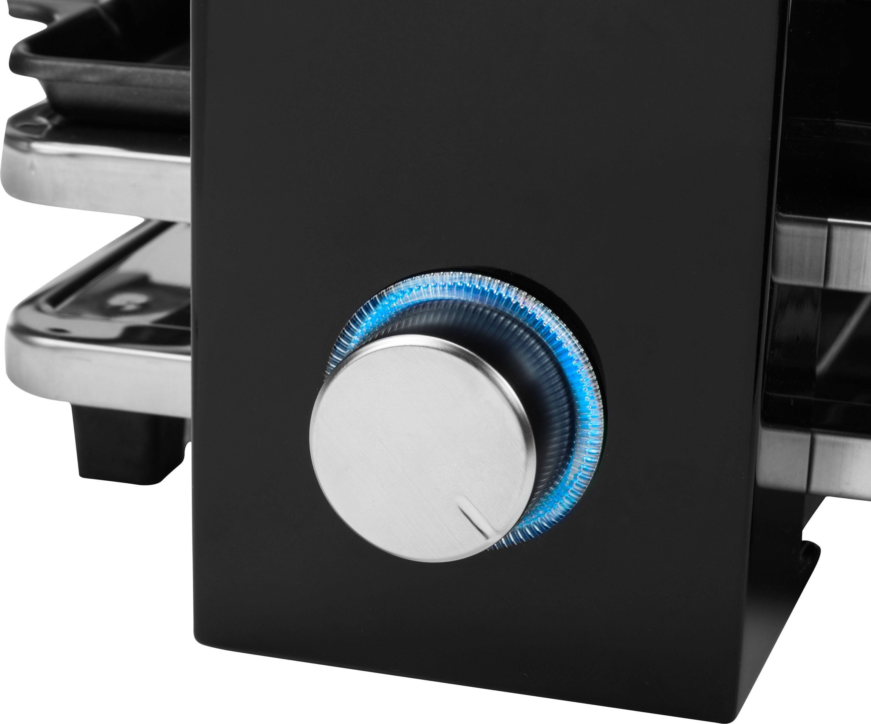 PRINCESS Raclette 162925 8 Piano-Schwarz für 8 Personen, 8 Raclettepfännchen, 1200 W