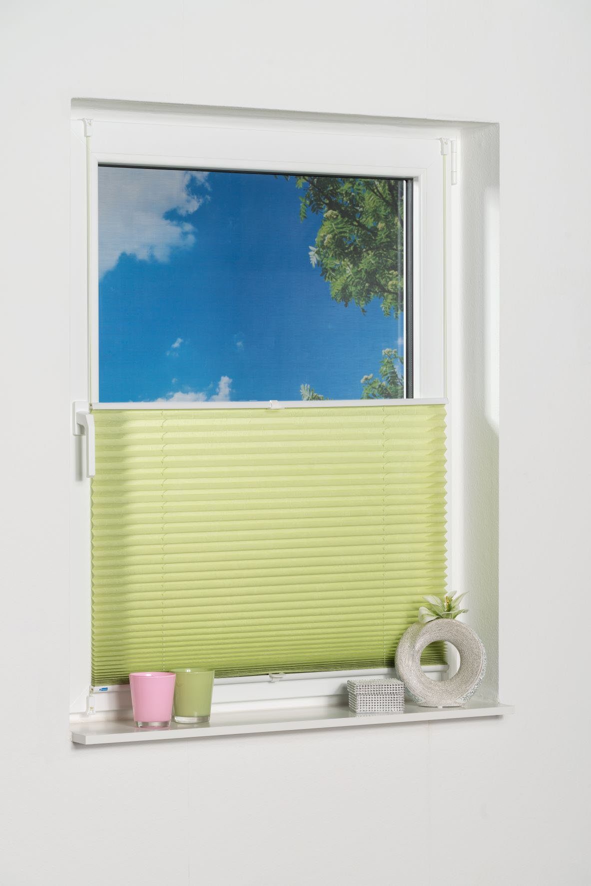 Plissee Klemmfix Pisa, K-HOME, Lichtschutz, ohne Bohren, verspannt, Klemmfix, Crushed-Optik