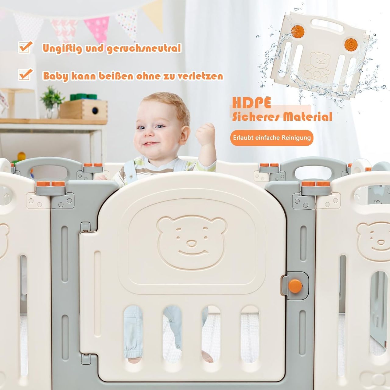 Costway Baby Laufstall faltbar mit 14 Paneelen