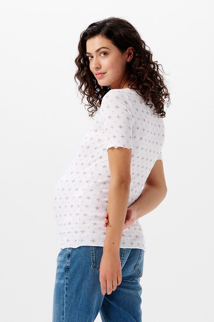 T-Shirt mit V-Ausschnitt und Print, Bio-Baumwolle
