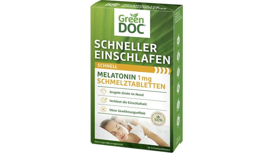 GreenDoc Schneller Einschlafen Melatonin Schmelztabletten