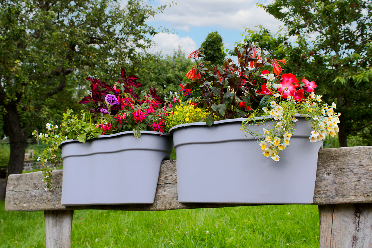 KHW KHW Geländerblumentopf Flowerclip XL, 2er Set, grau