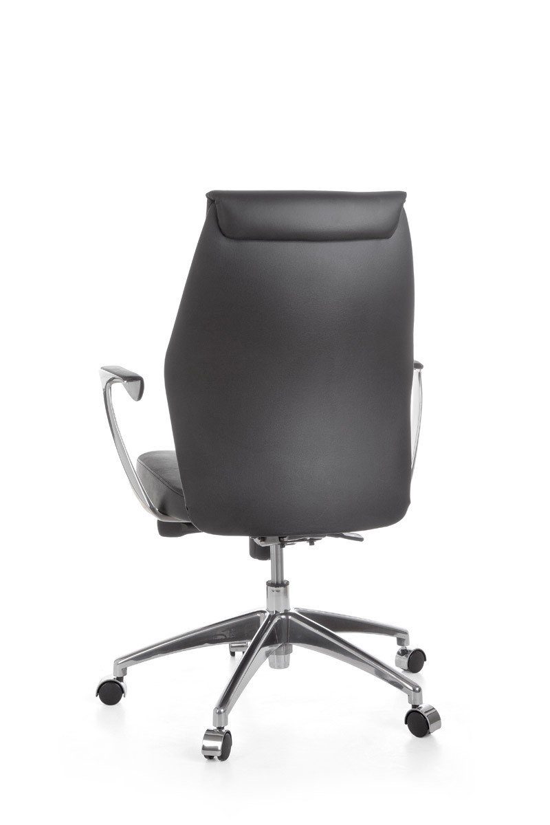 Amstyle Chefsessel SPM1.142 (Echtleder Schwarz, Bürostuhl XXL 120 kg Modern), Schreibtischstuhl Drehbar, Drehstuhl mit Armlehne