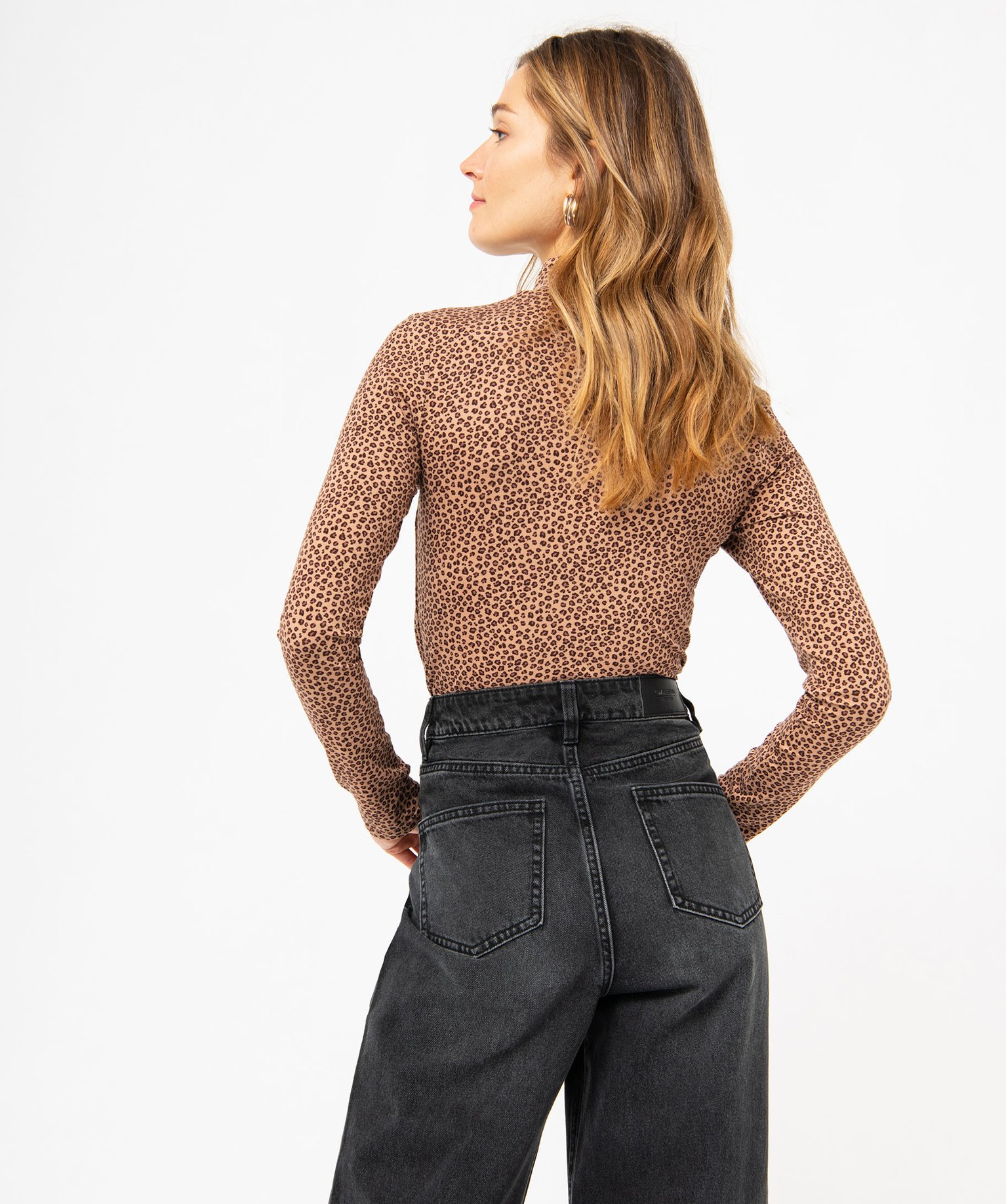 Tee-shirt manches longues et col roulé moulant femme imprime | GEMO
