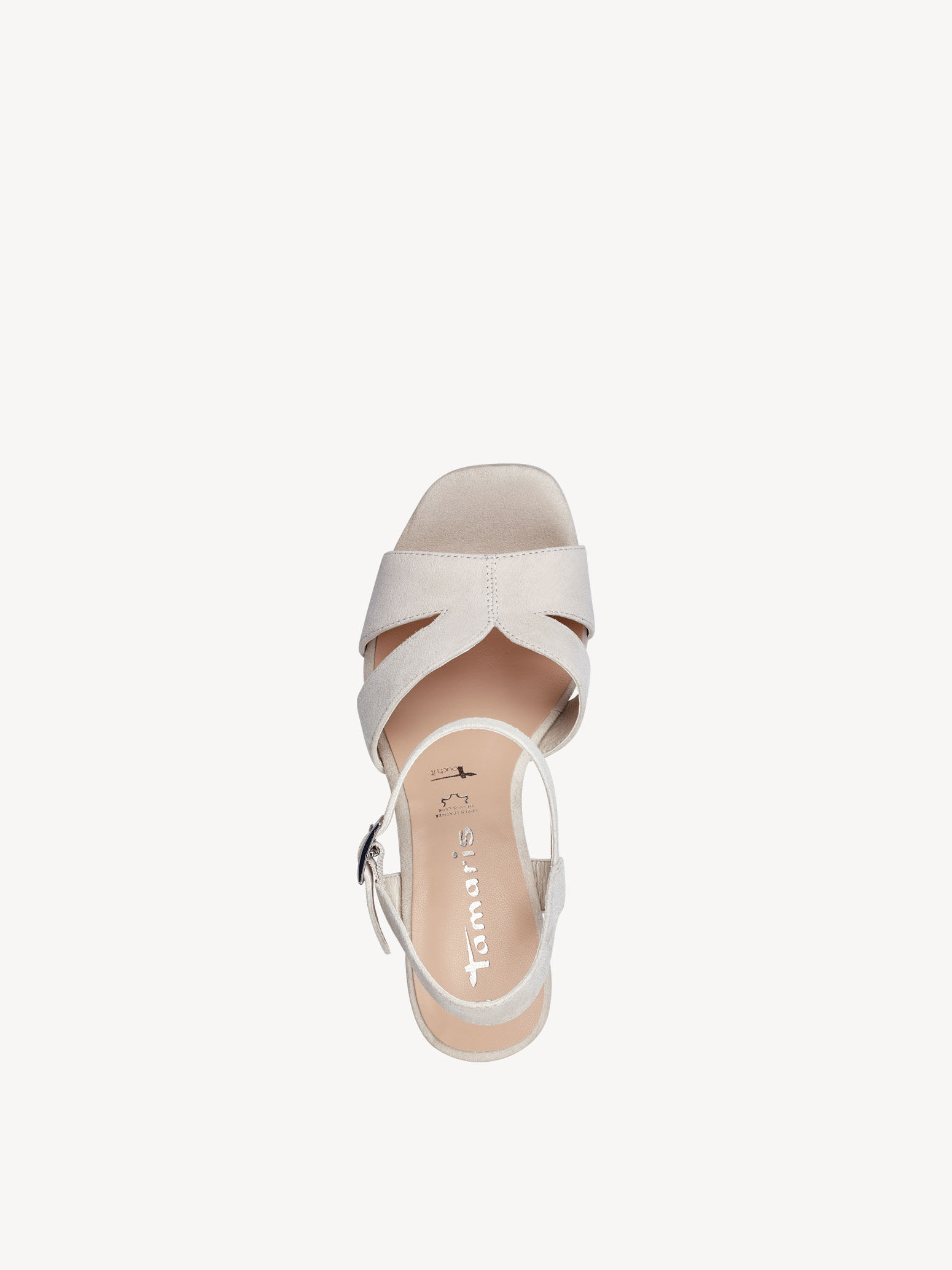 Sandale à talon en cuir - beige