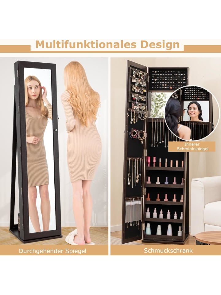COSTWAY Schmuckschrank abschließbar 157cm in Taupe günstig kaufen onesize