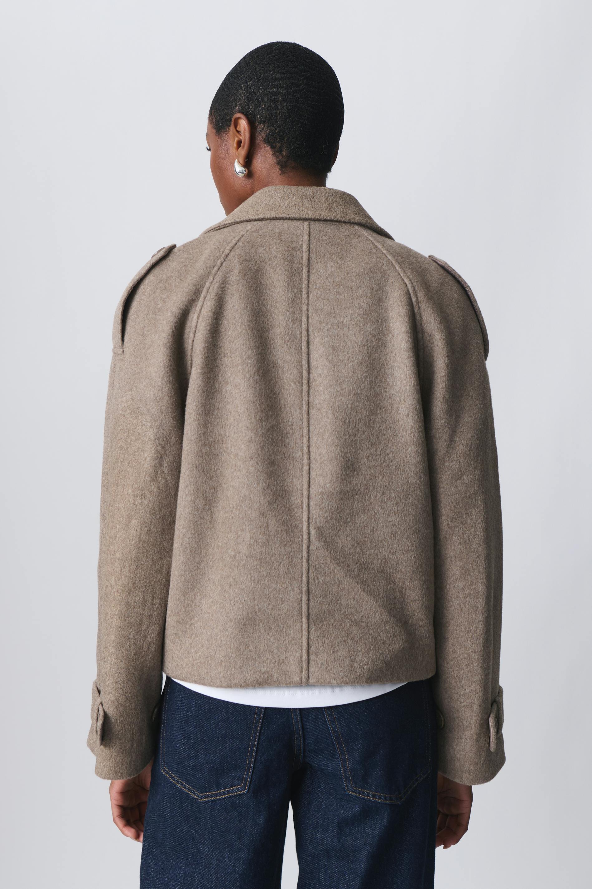 Short felt trench jacket