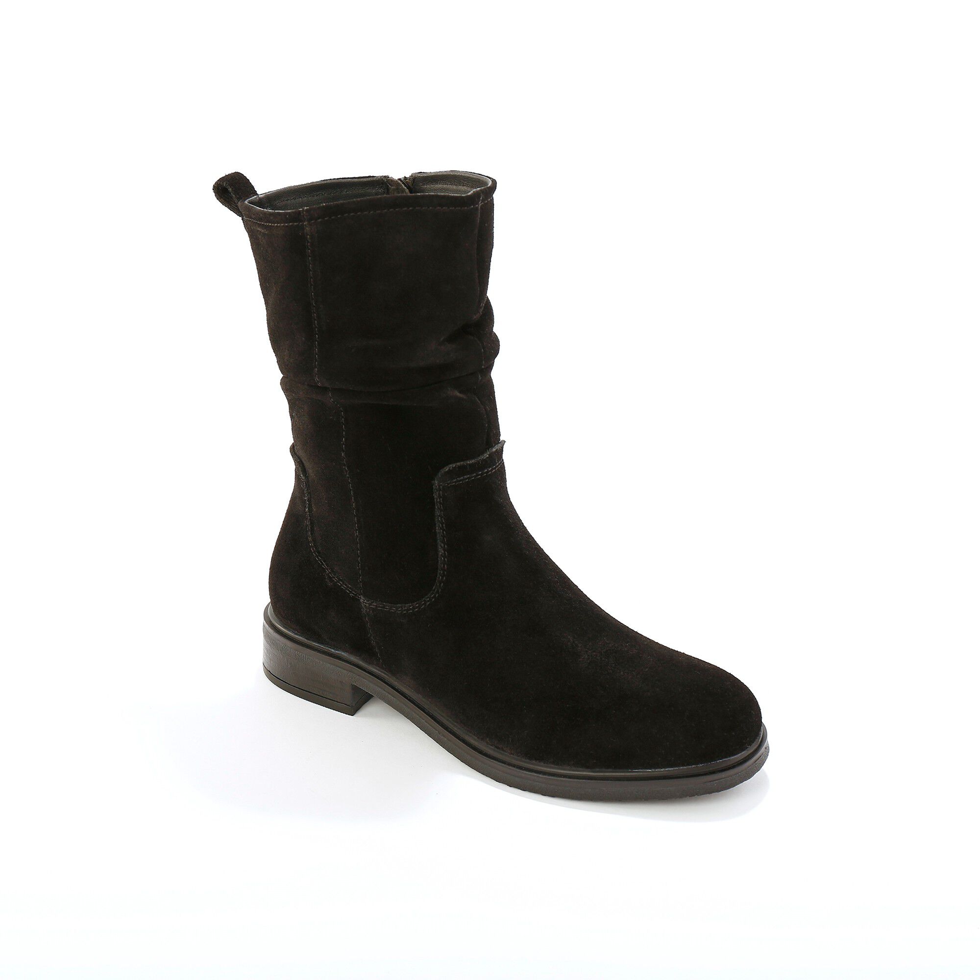 Bottes fourrées en cuir plissé