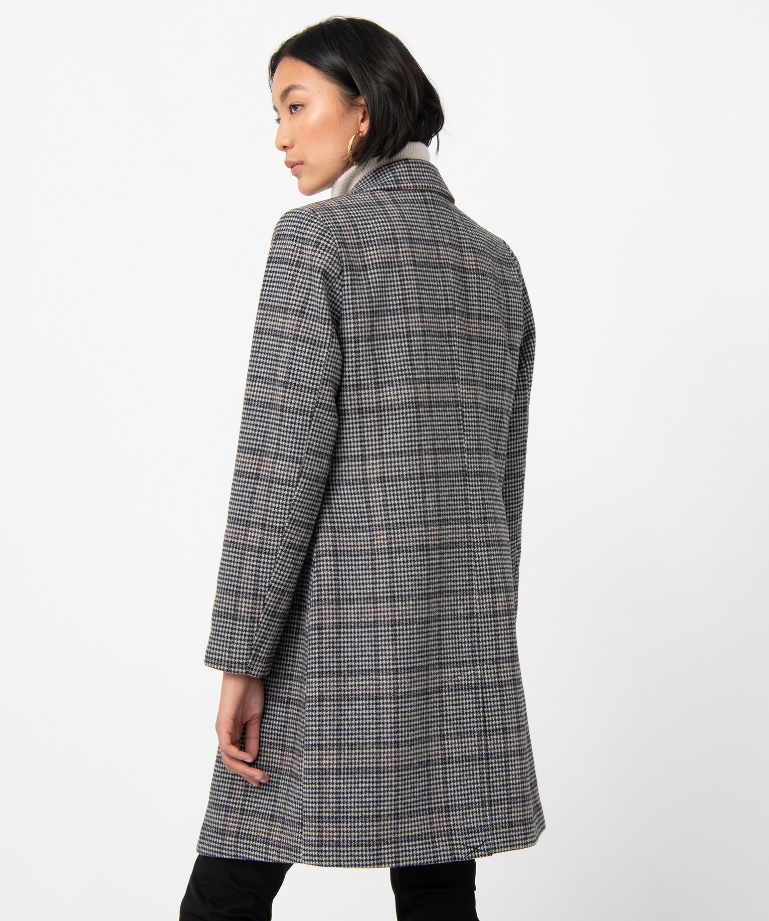 Manteau femme à motif pied de poule carreaux | GEMO