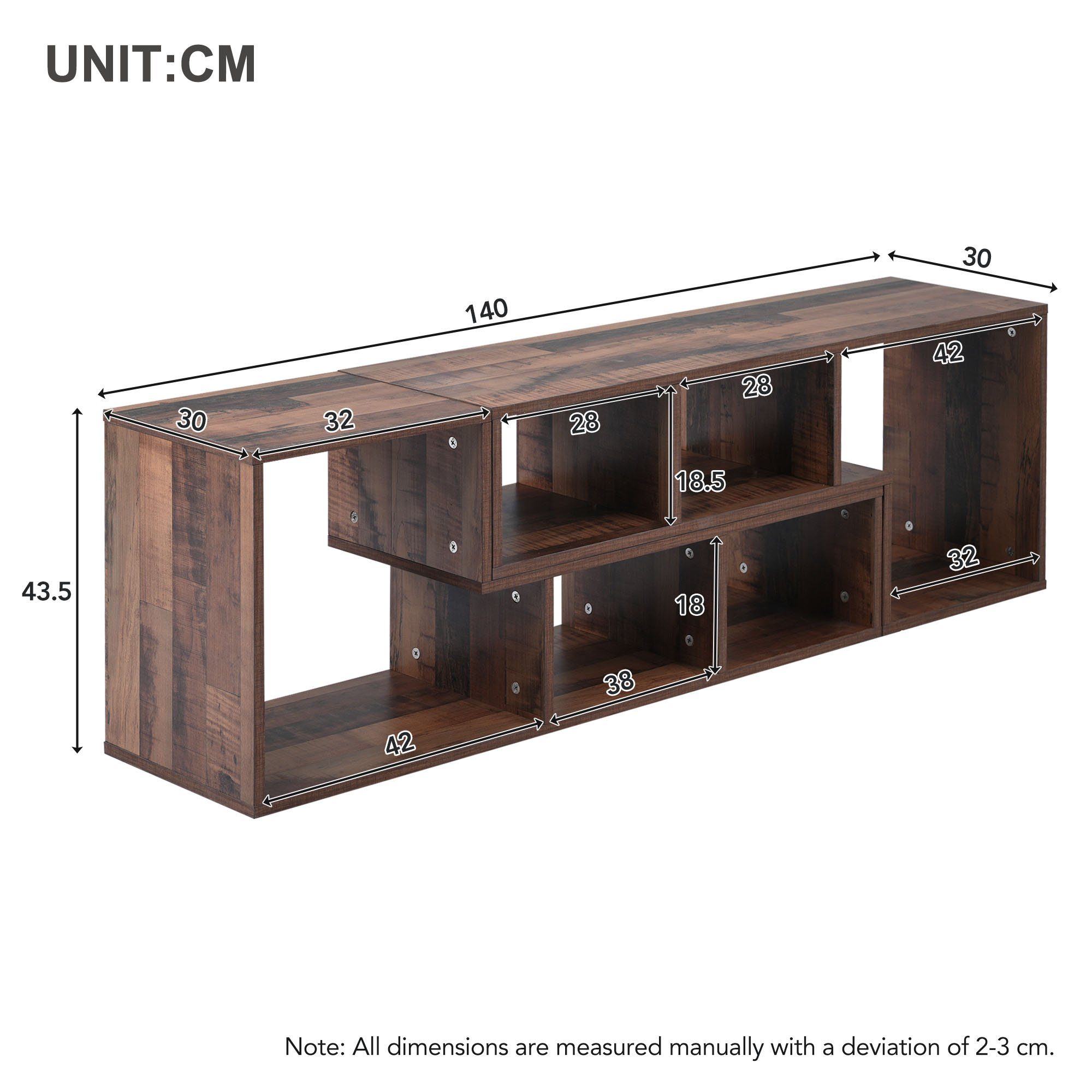 REDOM TV-Schrank Lowboard,verstellbar mit LED-Beleuchtung Bücherregal, TV-Ständer