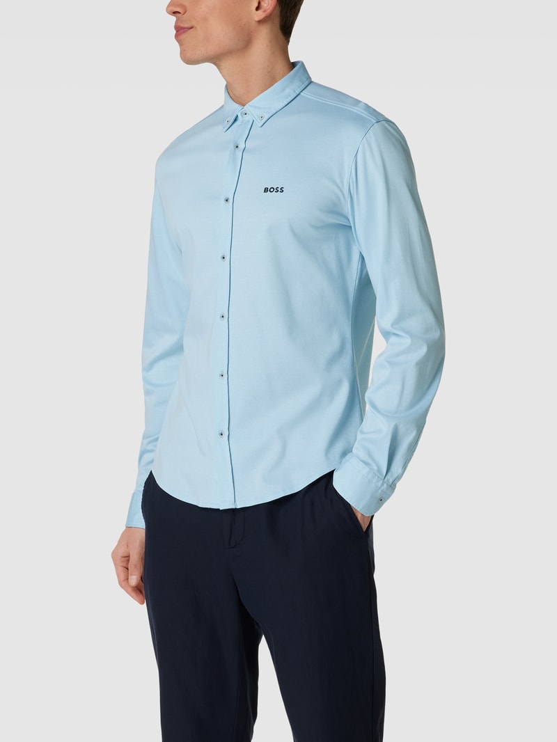 Freizeithemd mit Label-Stitching Modell 'BIADO' in hellblau