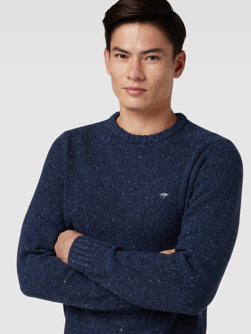 Strickpullover in Melange-Optik Modell 'Donegal' in marineblau