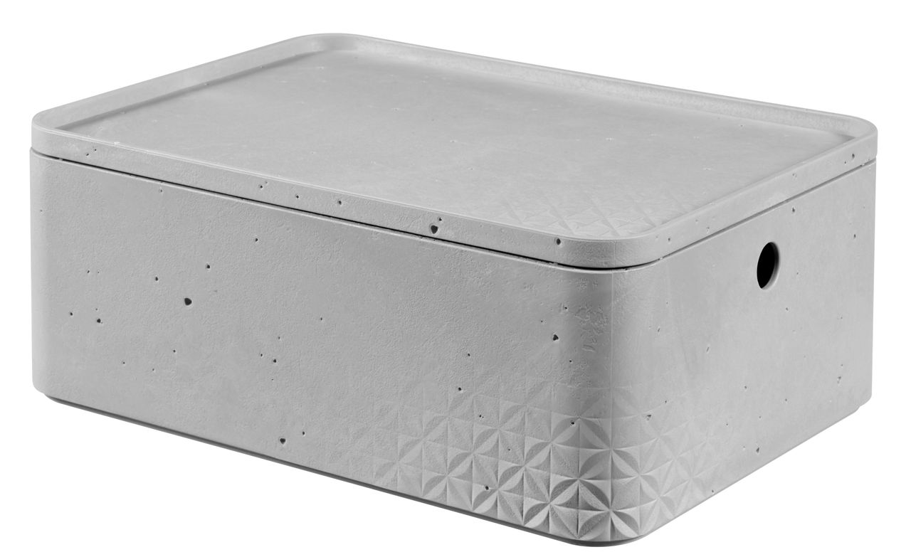 Curver 3-er Set BETON Box M mit Deckel hellgrau