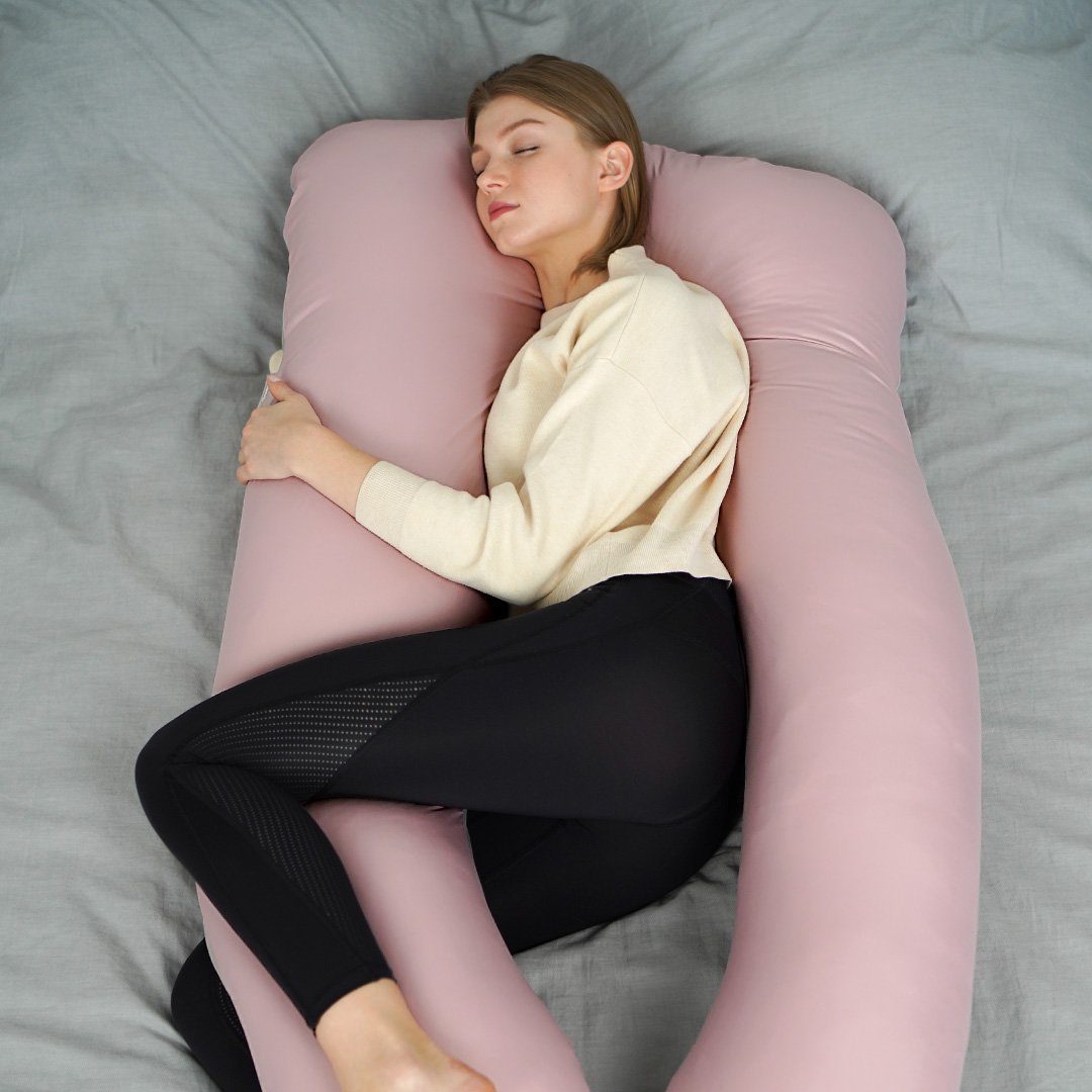 SEI Design Stillkissen Bodypillow - Körperkissen Puder/Taupe, 1 Stück inkl. Bezug, 1-tlg., Schwangerschaftskissen
