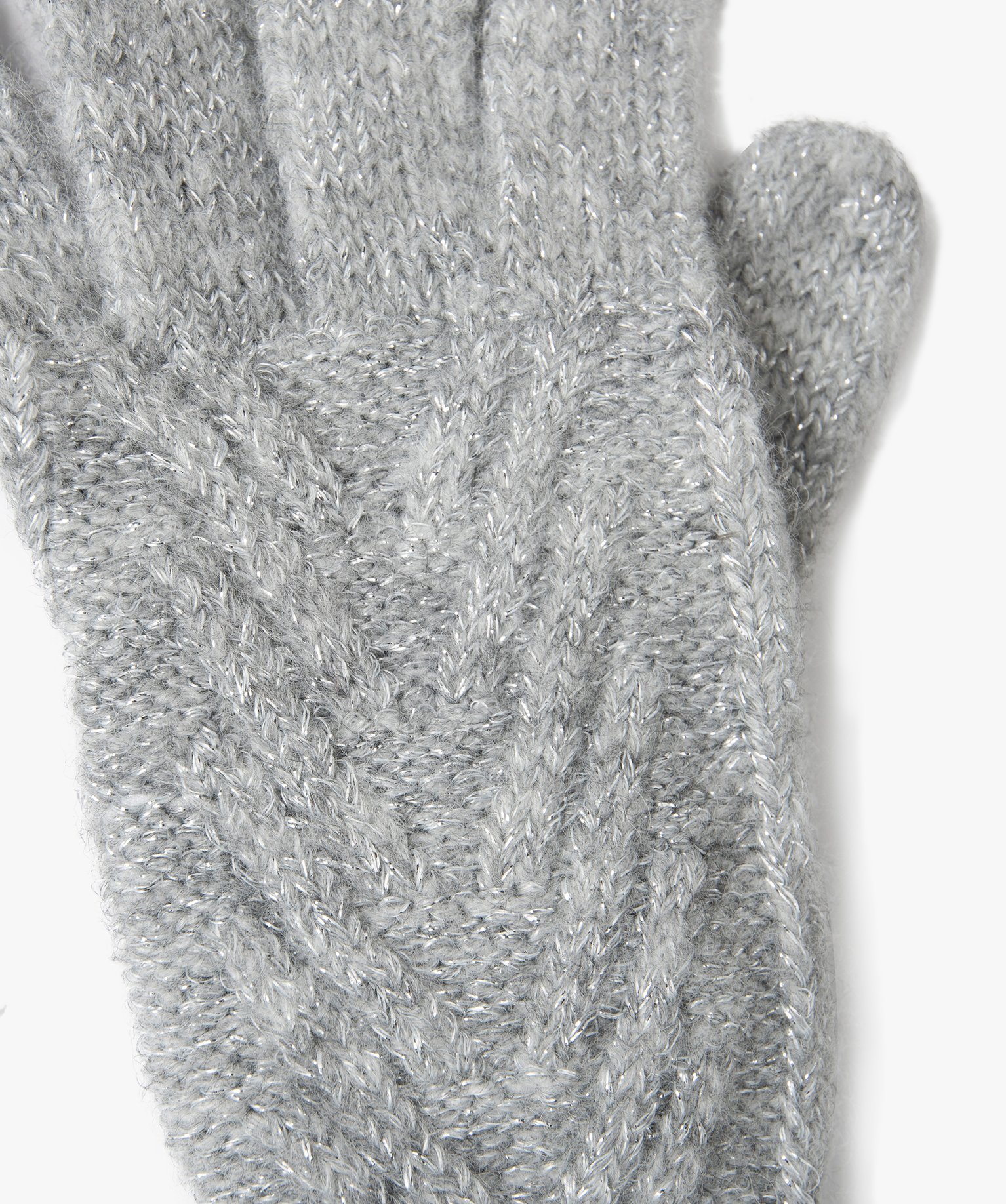 Gants en maille pailletée femme gris | GEMO