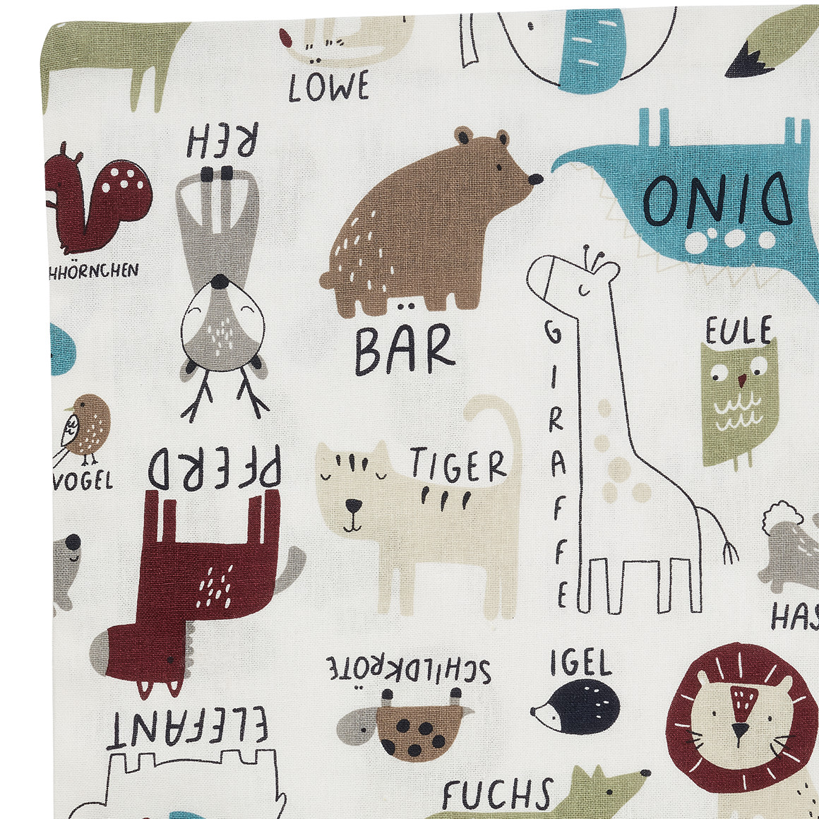 Kissenhülle mit bunten Tier-Motiven