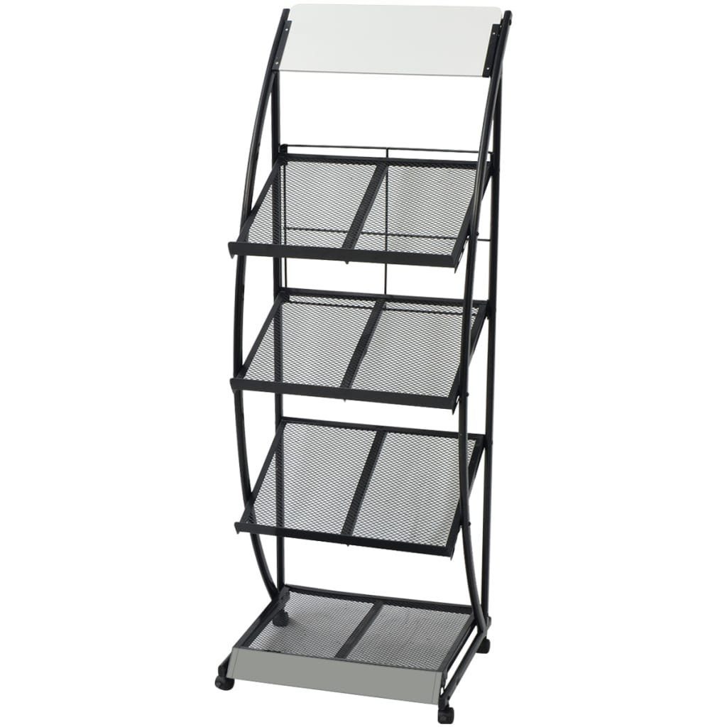 vidaXL Zeitungsständer Zeitschriftenständer 47 x 40 x 134 cm Schwarz und Weiß A4