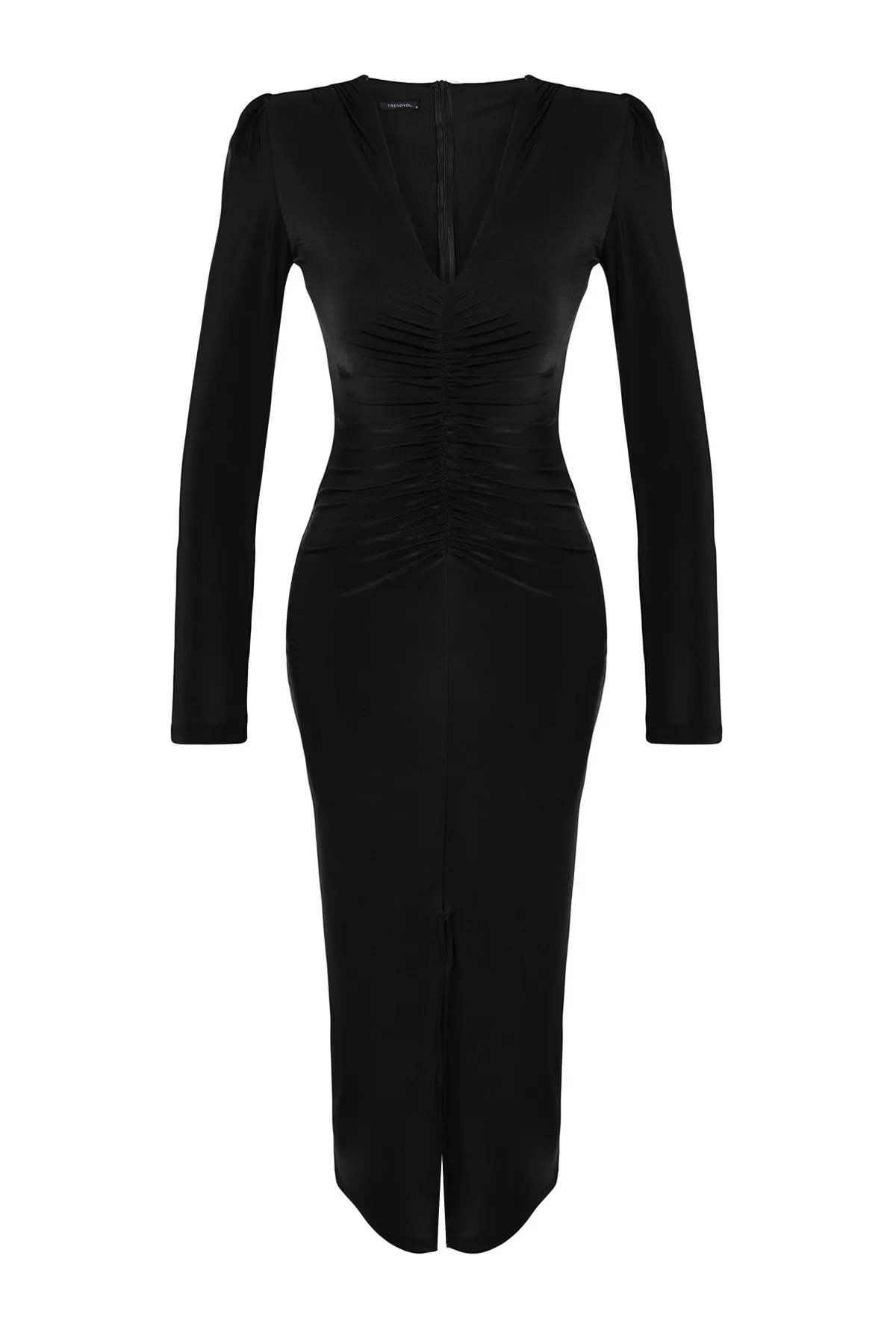 Trendyol Collection  Schwarzes, tailliertes, gestricktes, elegantes Abendkleid TPRAW24EL00079