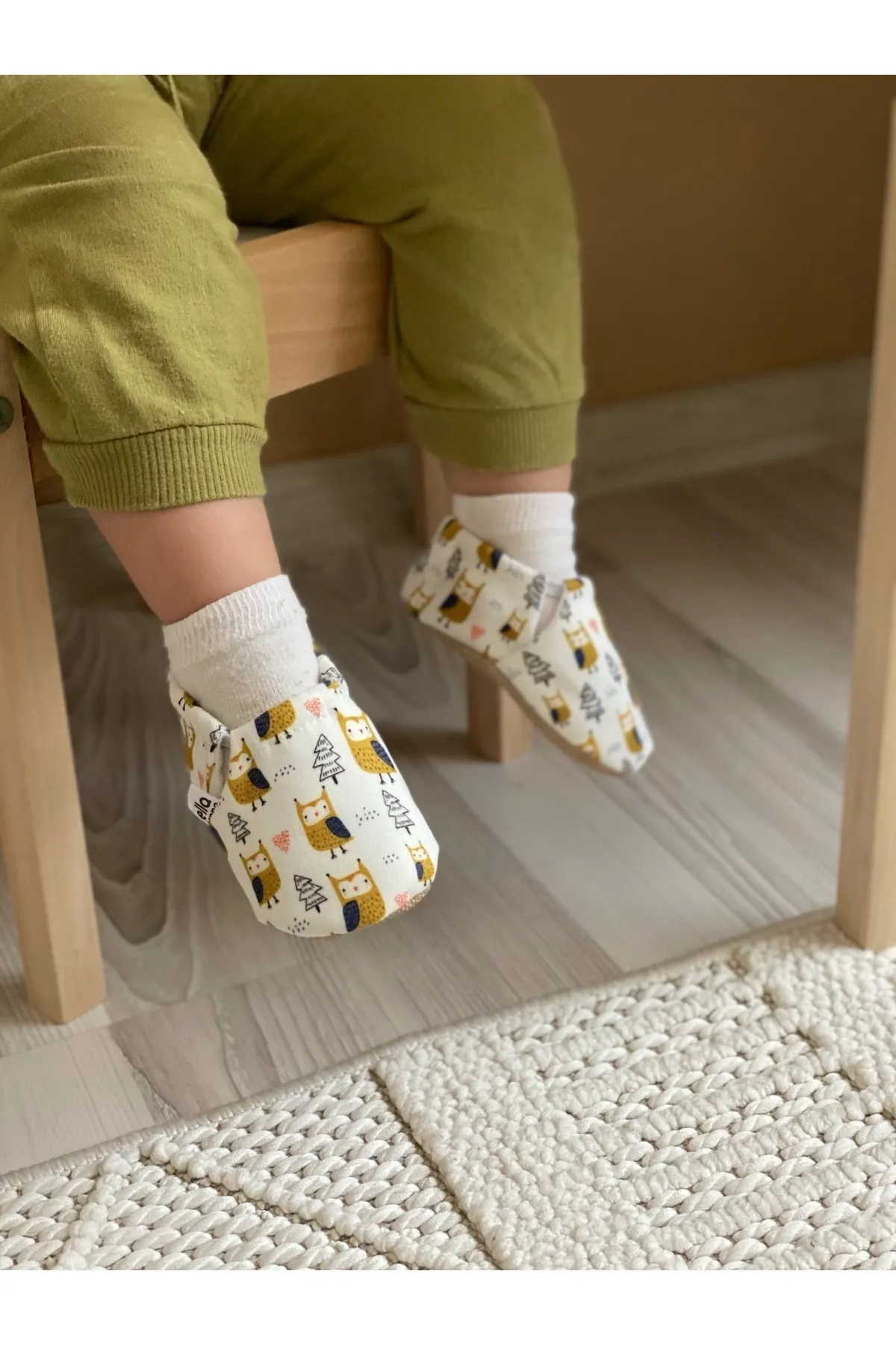 Ella Bonna  Anti-Rutsch-Sohle, Vogelmuster, Babyschuhe, Heimstiefel, Hausschuhe, Kinderzimmerschuhe, Hausschuhe
