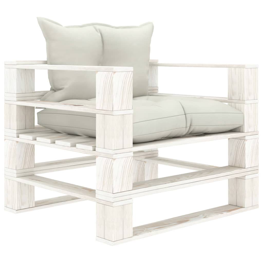 vidaXL Loungesofa Garten-Palettensofa mit Kissen in Beige Holz, 1 Teile