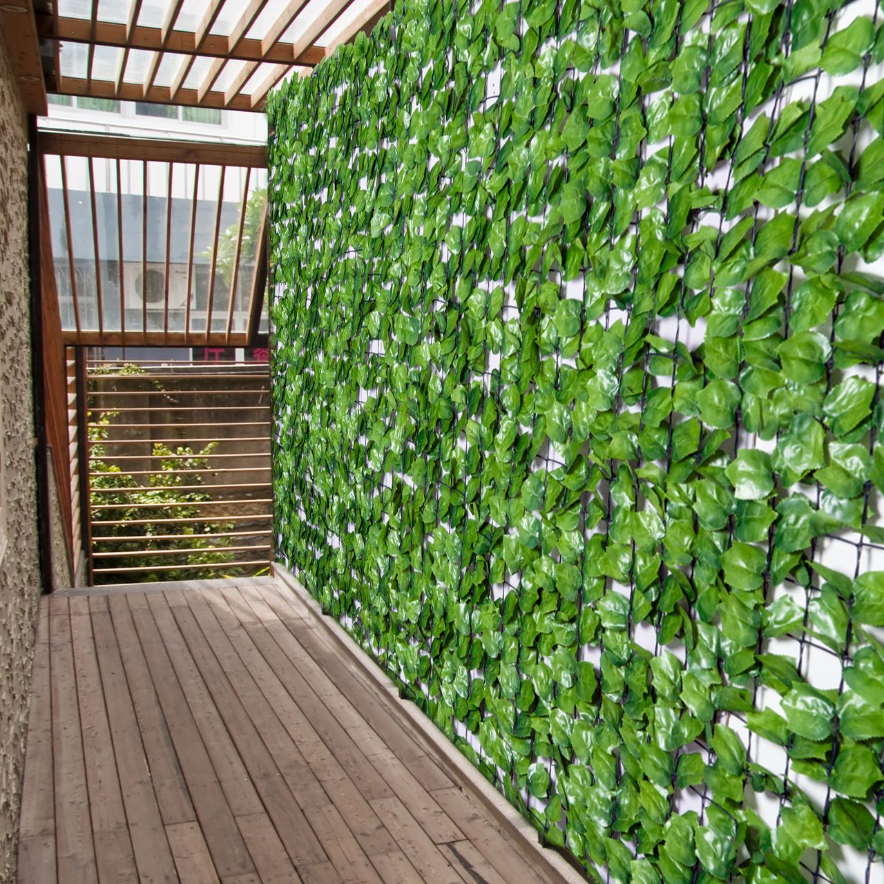 Outsunny Künstliche Hecke , Hellgrün 300 x 150 cm