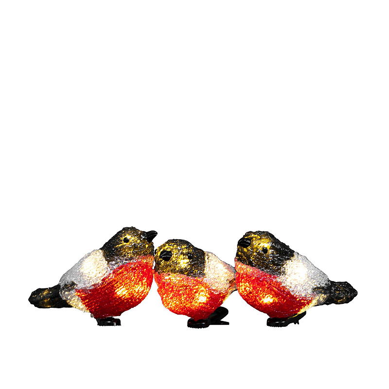 Energy Julefigur utendørs med lys dompap, 3-pk