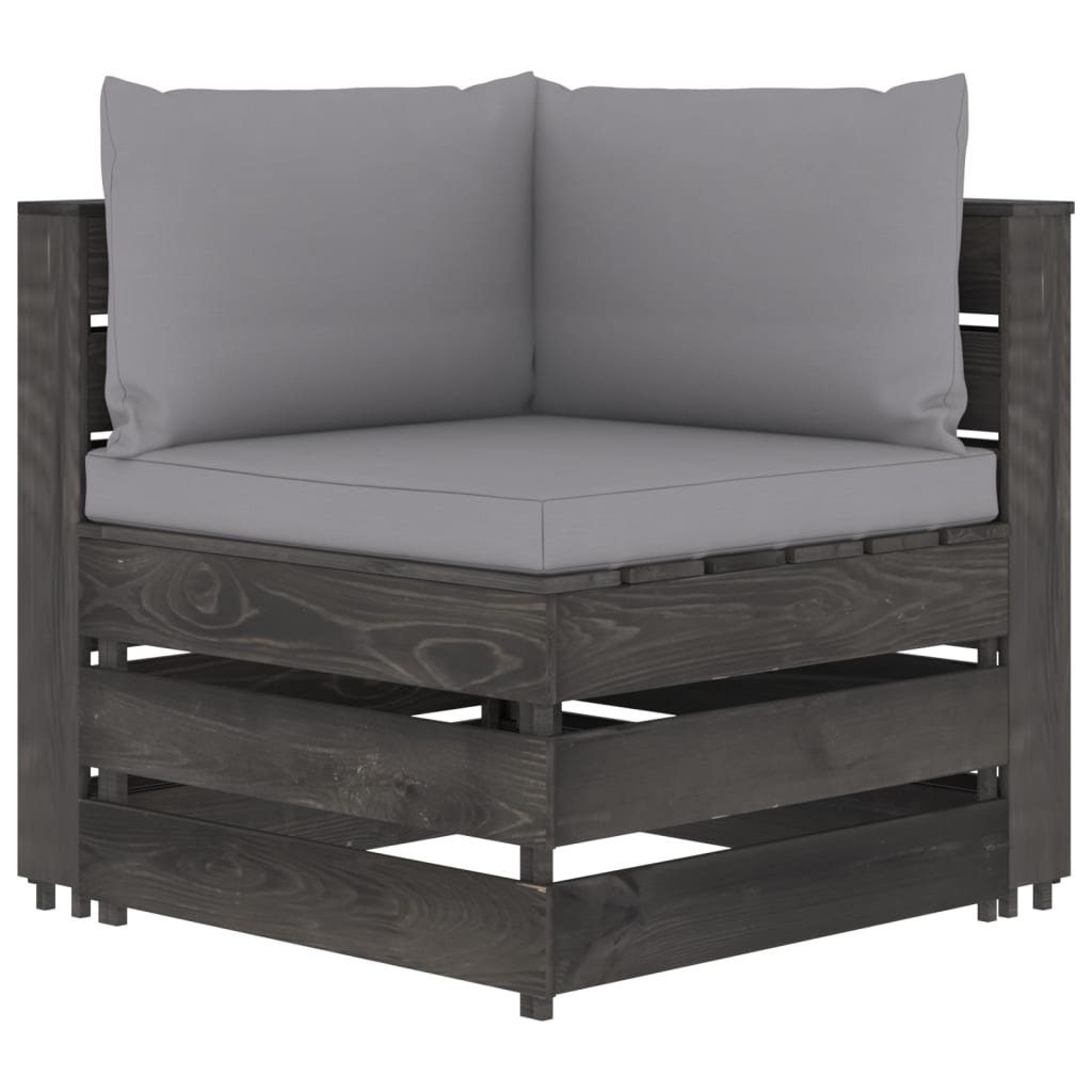 vidaXL Gartenlounge-Set 2-Sitzer Outdoor-Sofa mit Kissen Grau Imprägniertes Kiefernholz