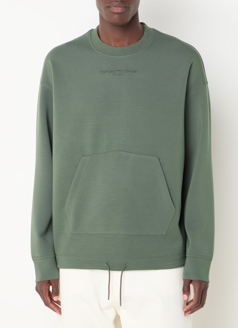 Emporio Armani Sweater with kangaroo pocket and logo