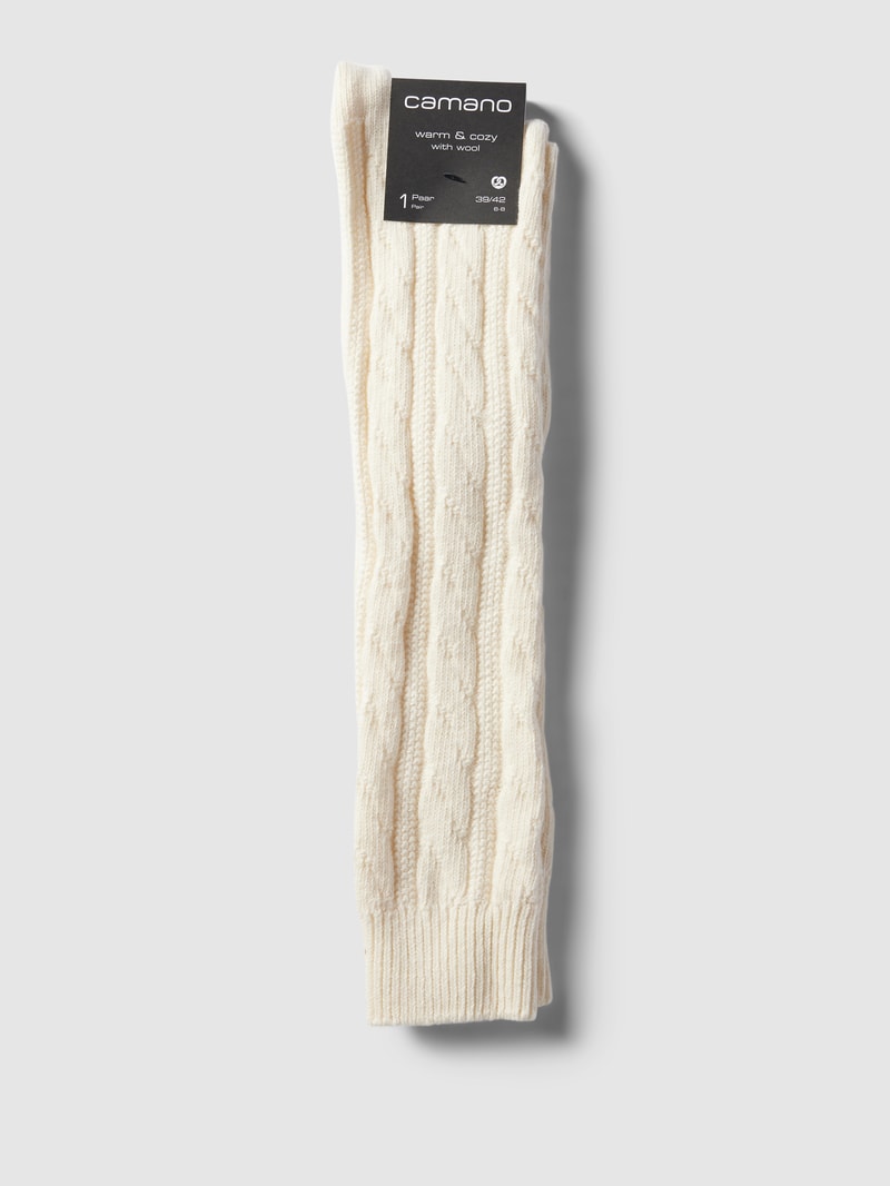 Socken mit Strukturmuster in offwhite meliert