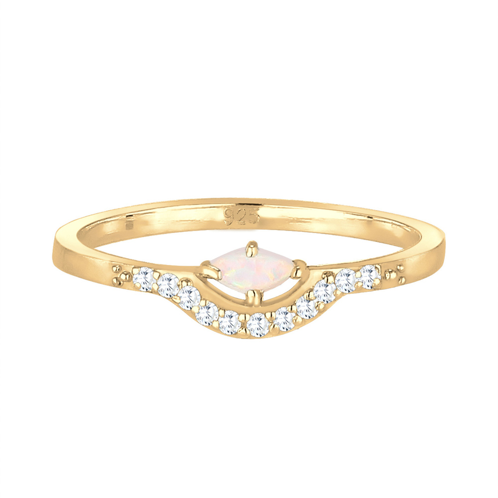 Elli Elli Bague Femme Précieuse Vintage avec Opale de Marquise Zircone en Argent Sterl Bague