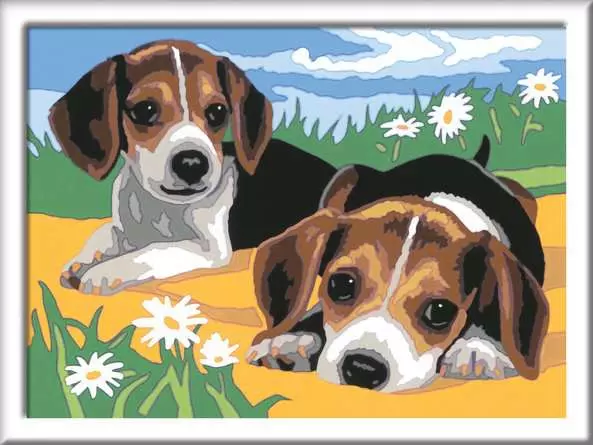 CreArt Jack Russel Welpen - Malen nach Zahlen für Kinder ab 7 Jahren
